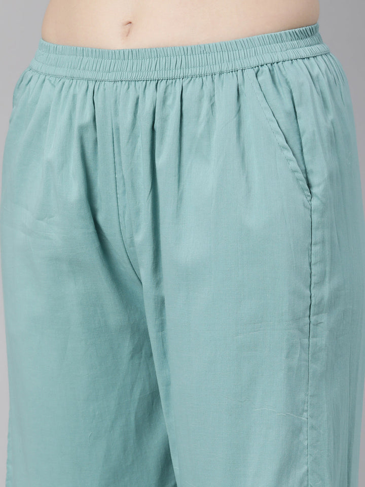 Neerus Green muslin printed sharara set - detail view 3