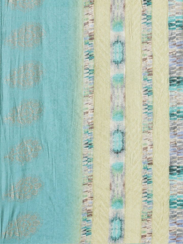 Neerus Green silk printed anarkali kurta set - detail view 4