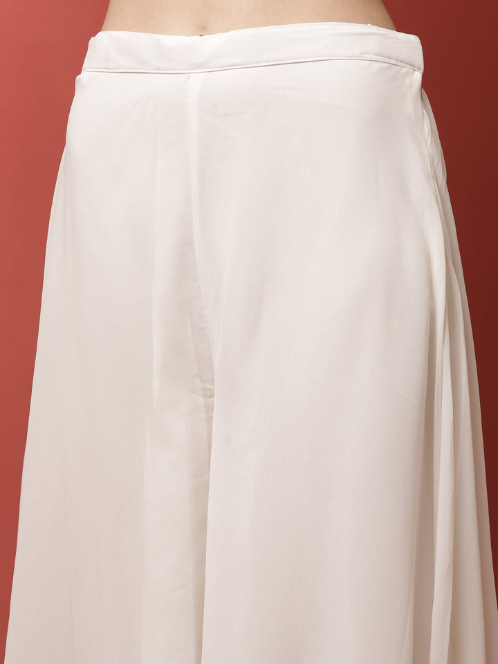 Neerus White georgette embroidered palazzo set - detail view 3