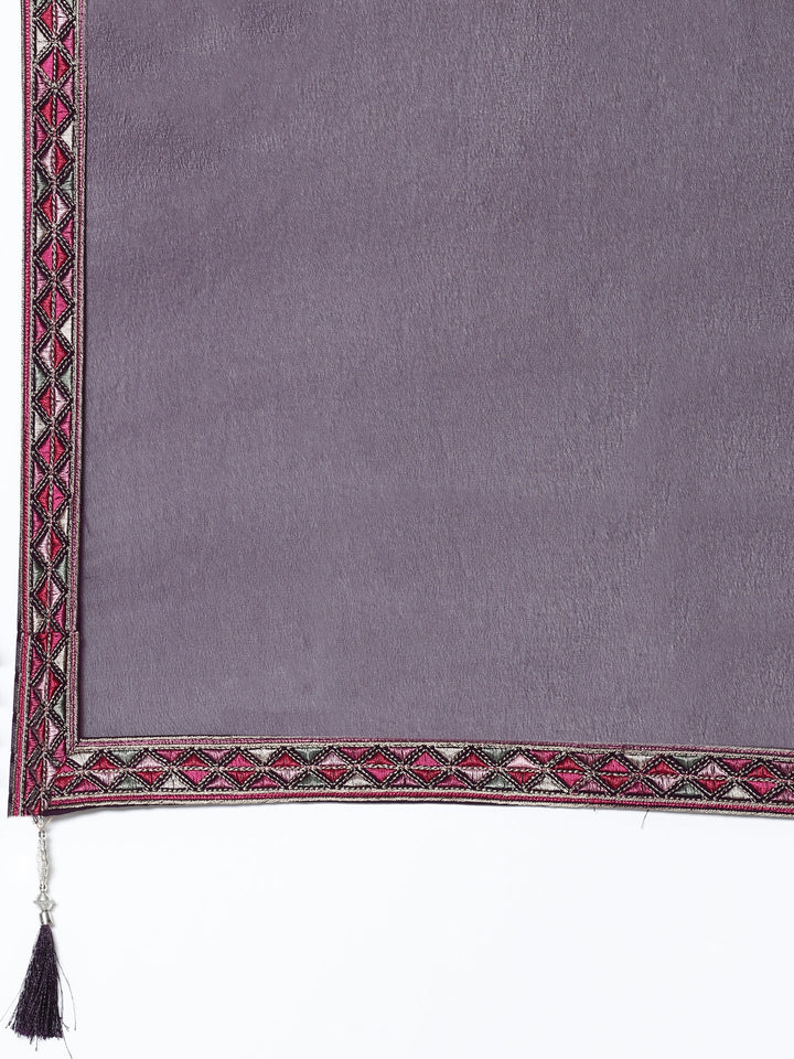 Neerus Maroon georgette embroidered anarkali suit set - detail view 4