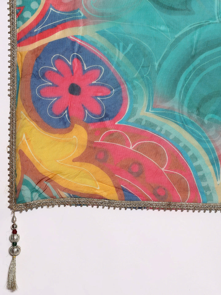 Neerus Multi organza printed lehenga choli set - detail view 6