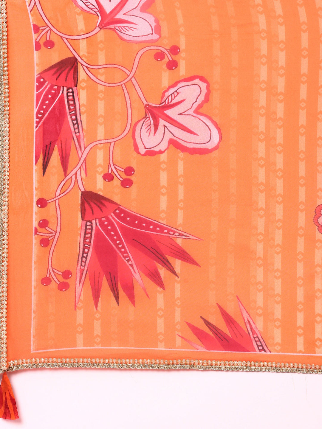 Neerus Orange organza embroidered lehenga set - detail view 6