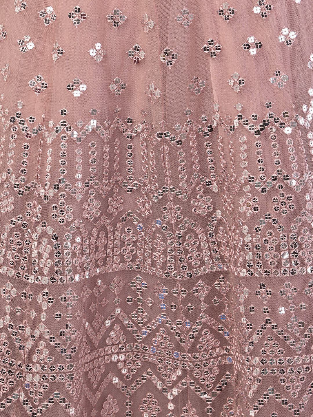 Neerus Pink net embellished lehenga set - detail view 3