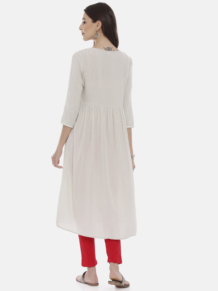 Neerus Beige rayon solid kurti - detail view 2
