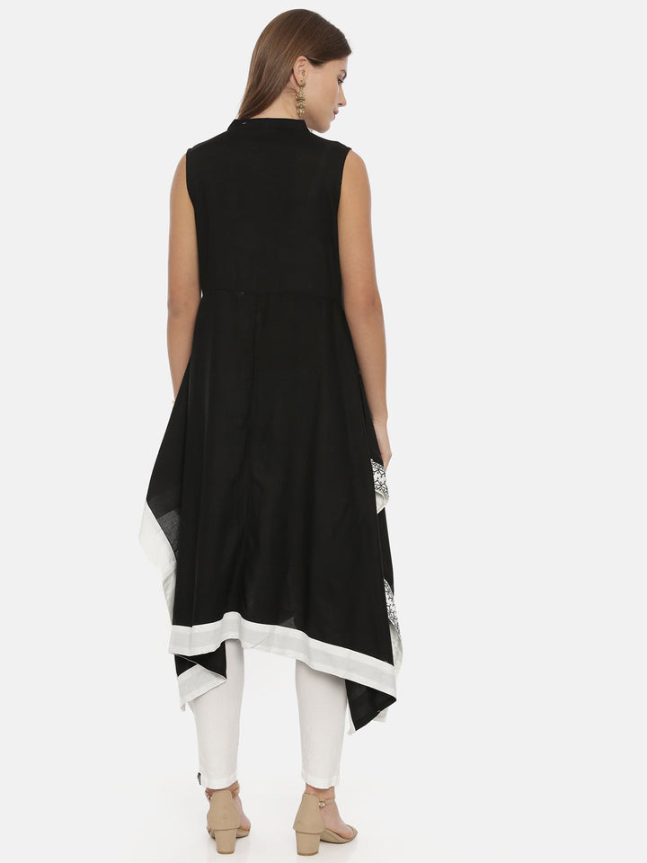 Neerus Black muslin straight kurti - detail view 2