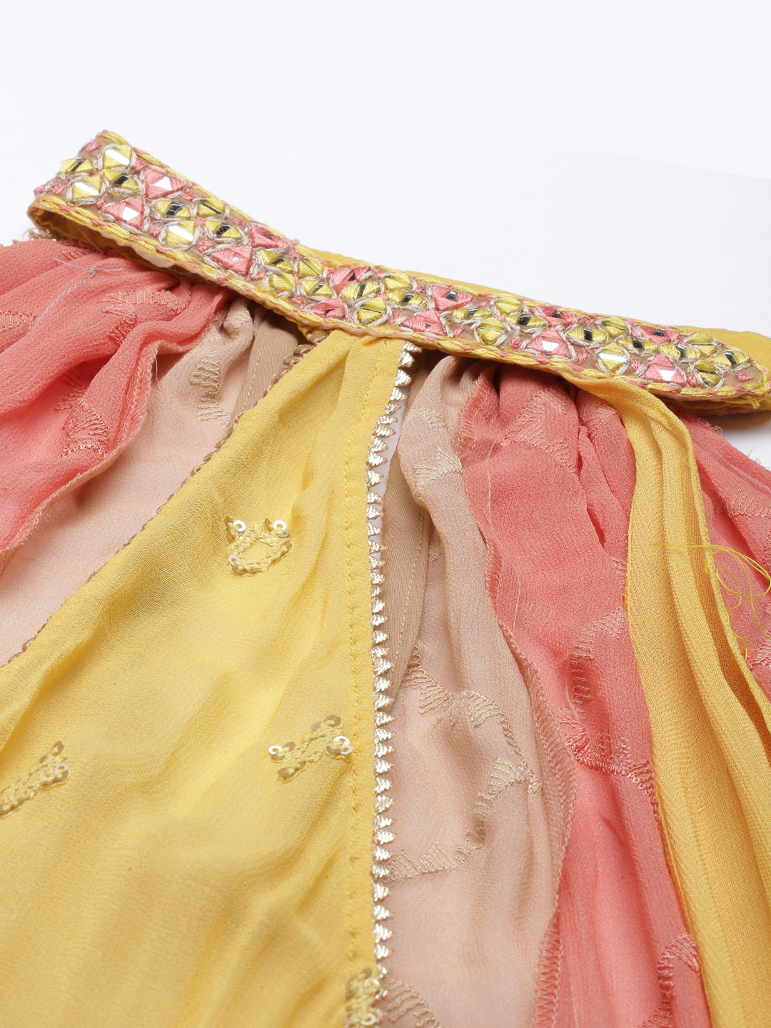 Neerus Beige georgette straight kurta - back view