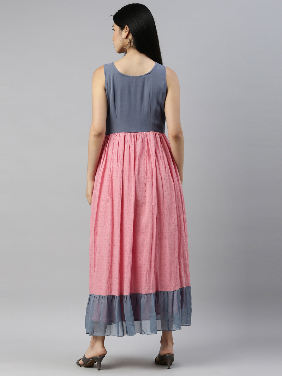 Neerus Pink cotton solid kurti - detail view 2