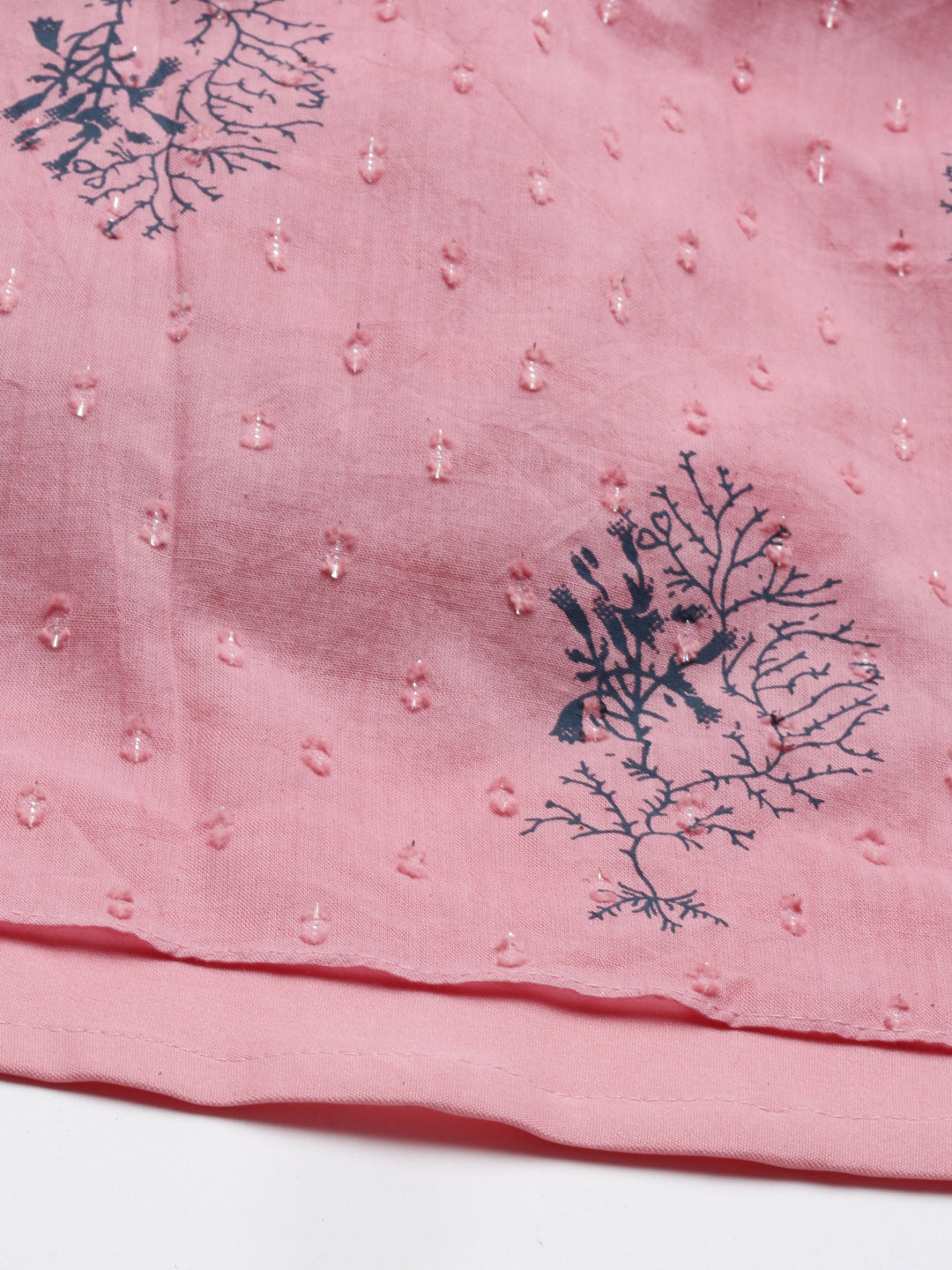 Neerus Pink cotton solid kurti - detail view 4