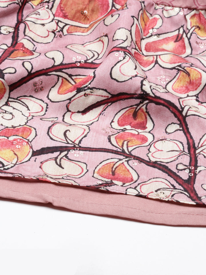 Neerus Pink cotton solid kurti - detail view 4