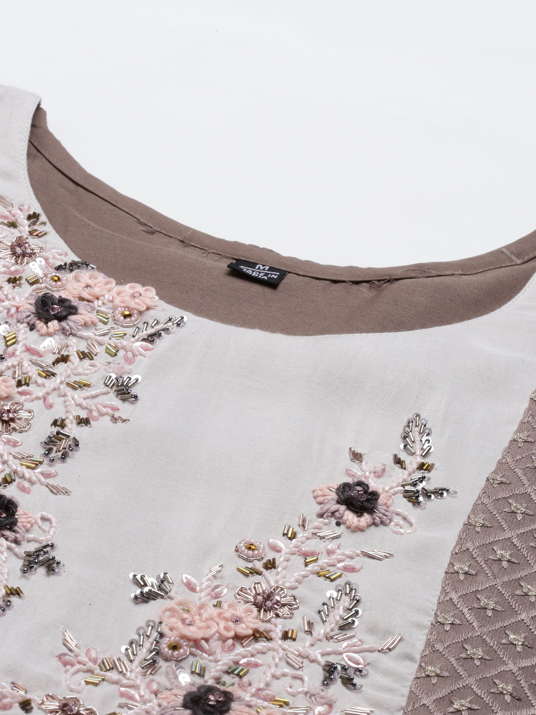 Neerus Grey muslin printed kurti - back view