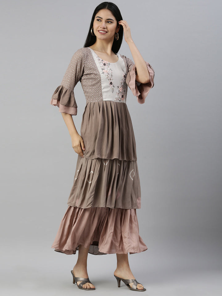 Neerus Grey muslin printed kurti - detail view 1