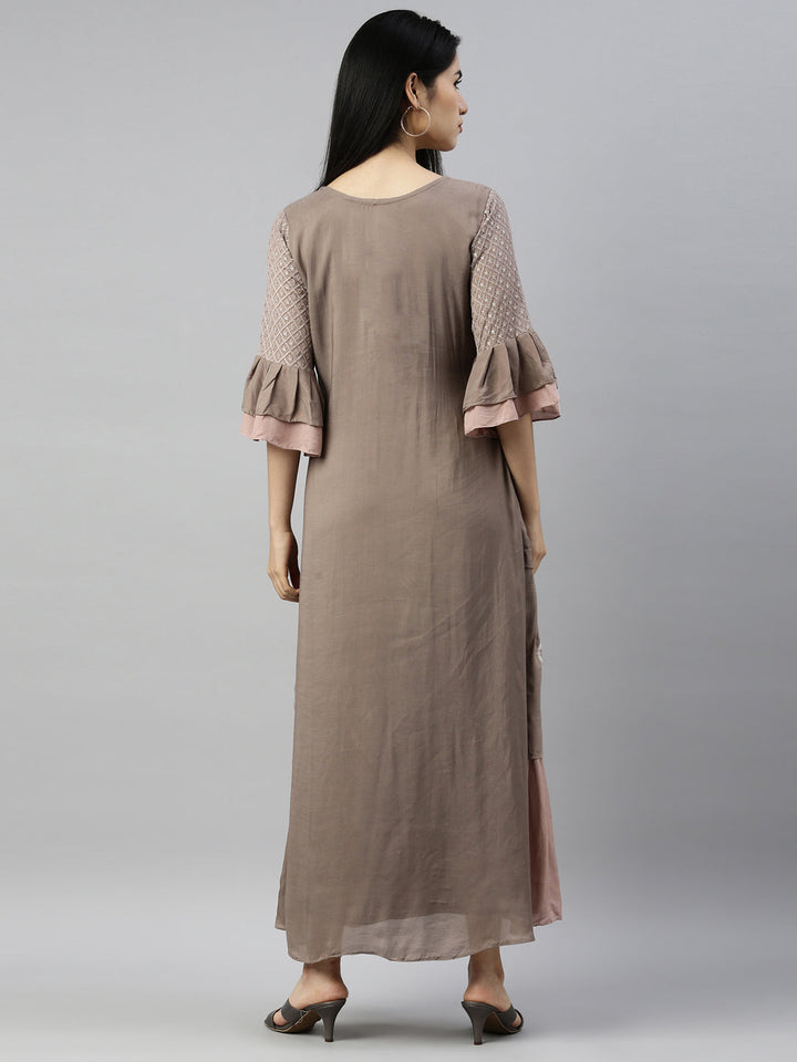 Neerus Grey muslin printed kurti - detail view 2