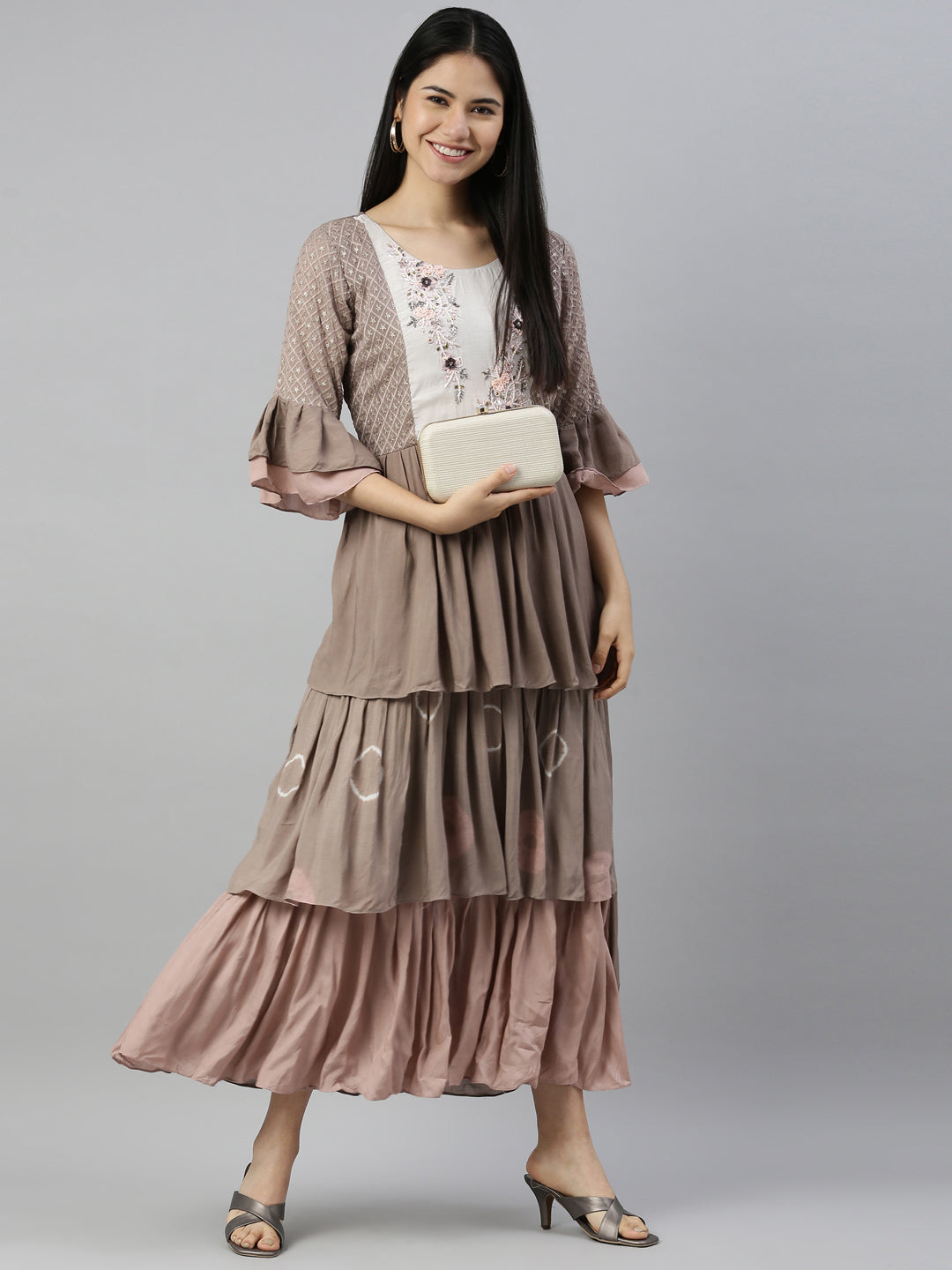 Neerus Grey muslin printed kurti - detail view 3