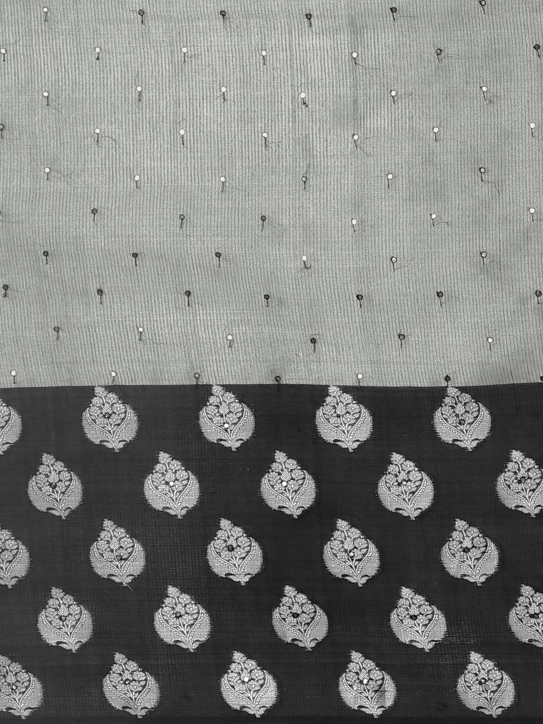 Neerus Grey tissue woven saree - side view