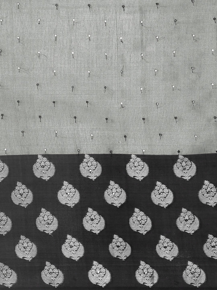 Neerus Grey tissue woven saree - side view