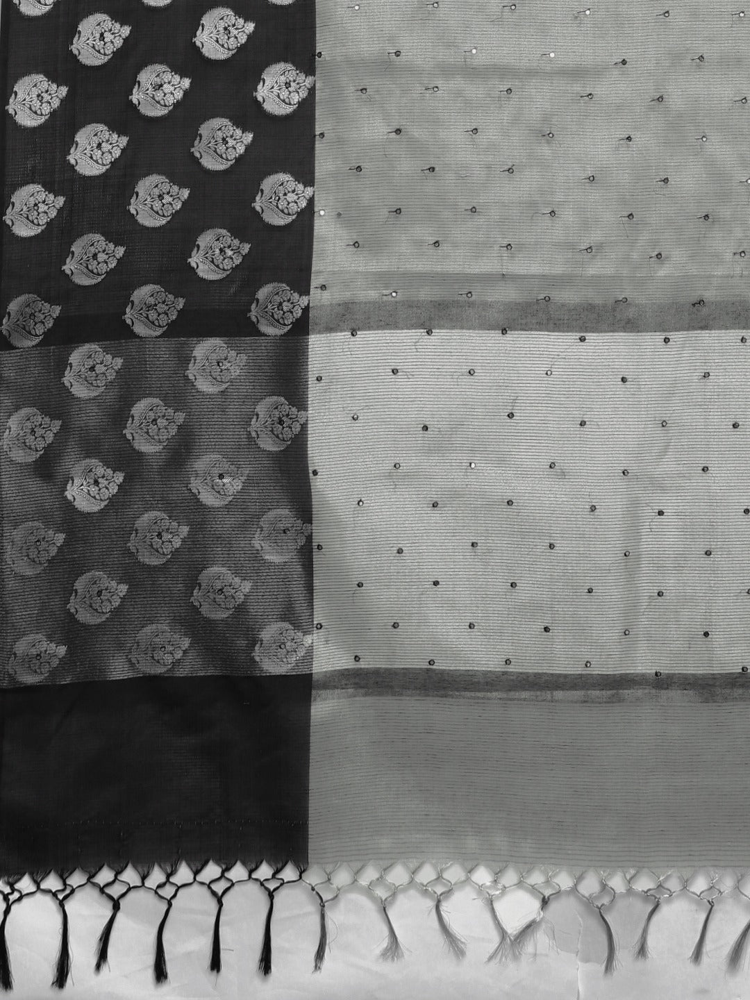 Neerus Grey tissue woven saree - detail view 1