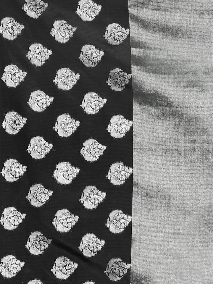 Neerus Grey tissue woven saree - detail view 3