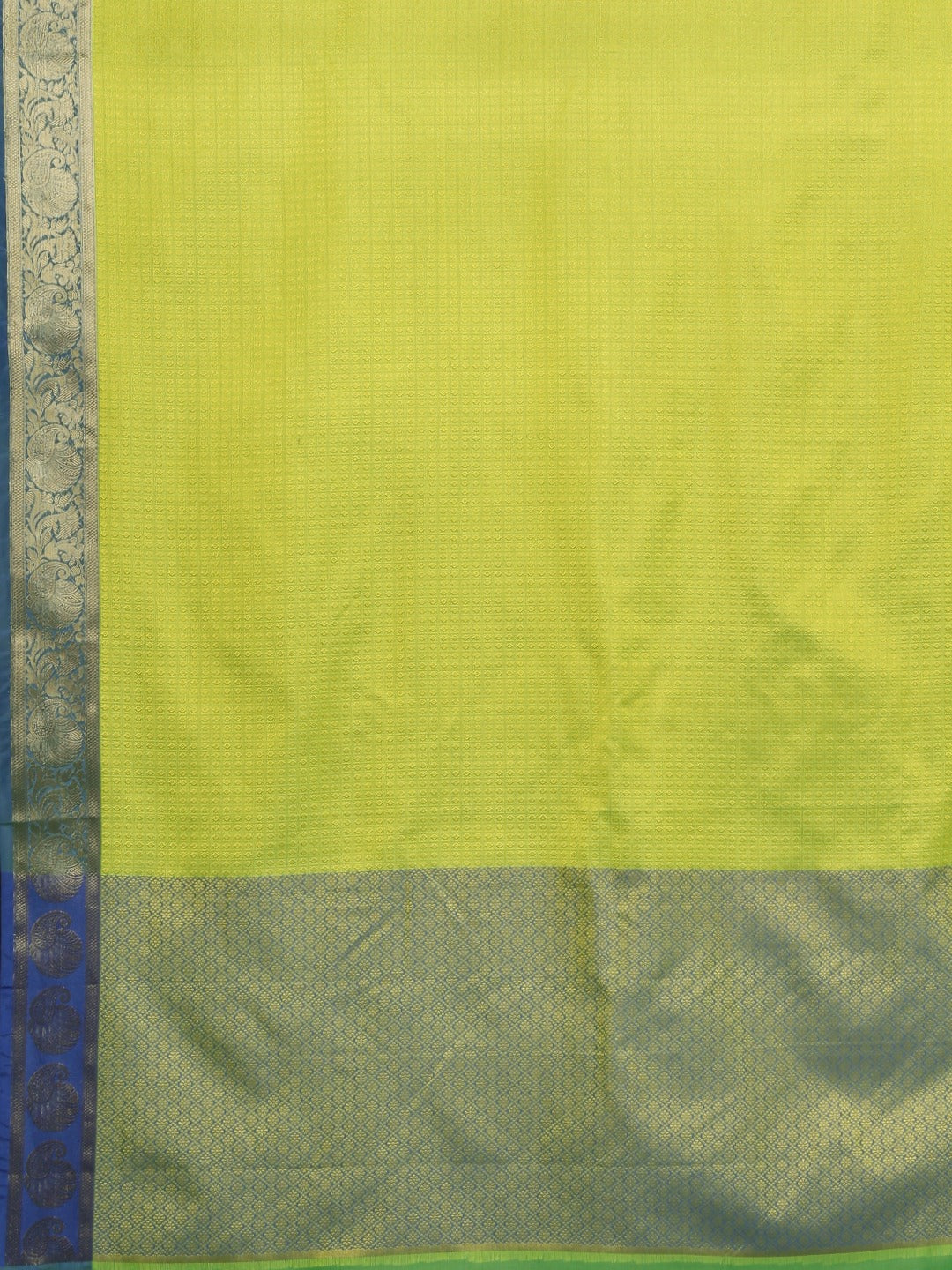 Neerus Green cotton woven saree with blouse piece - detail view 1