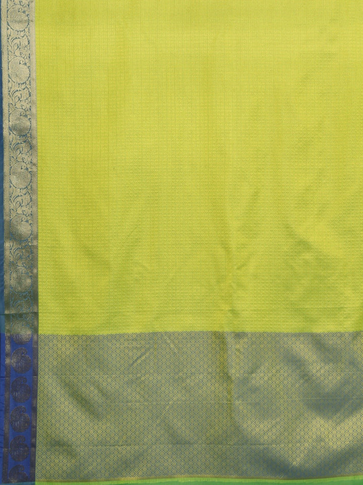 Neerus Green cotton woven saree with blouse piece - detail view 1