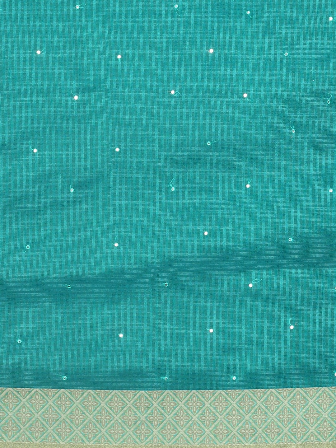 Neerus Blue silk embellished saree with blouse - side view