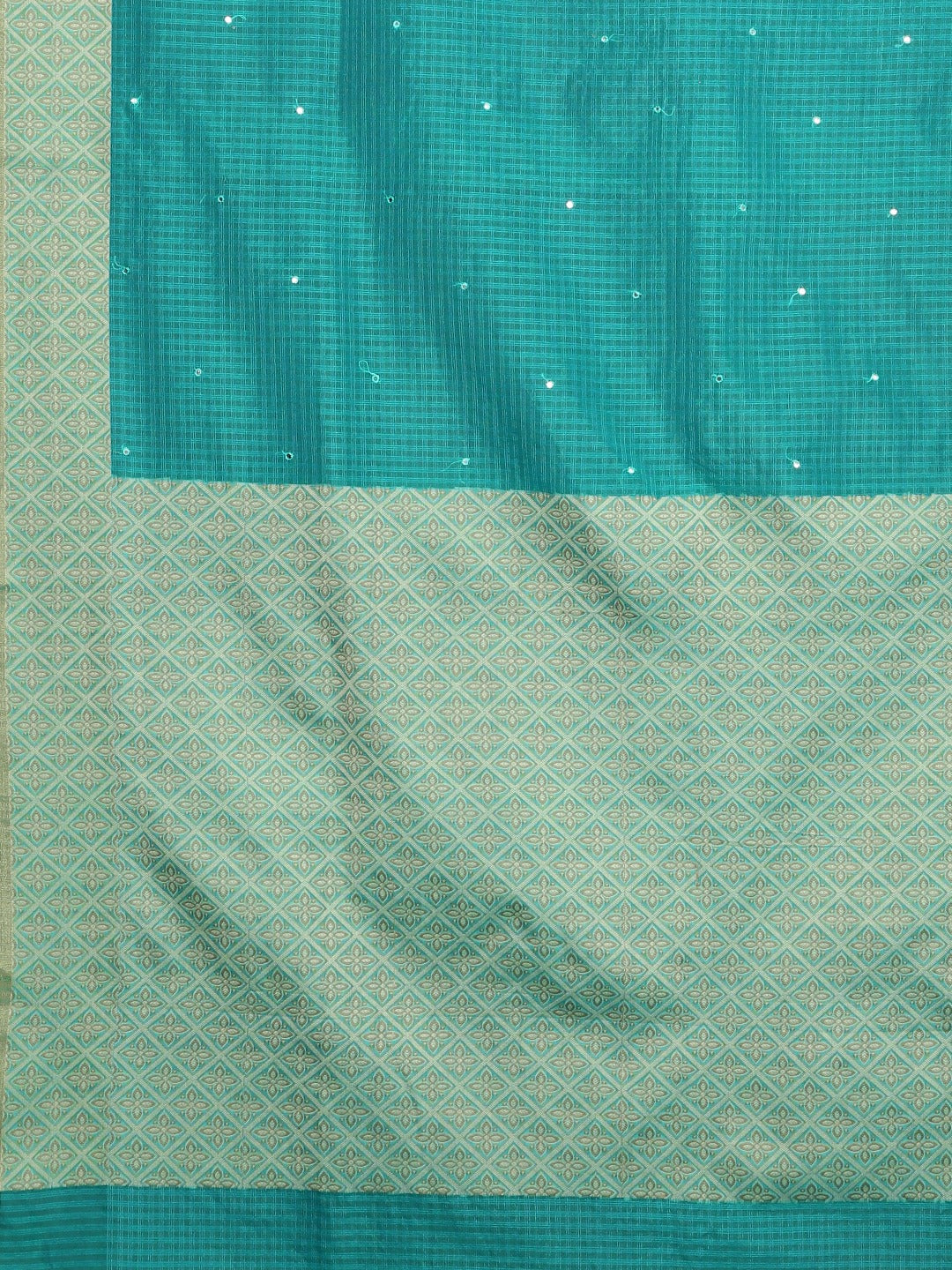 Neerus Blue silk embellished saree with blouse - detail view 1