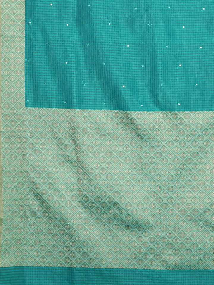 Neerus Blue silk embellished saree with blouse - detail view 1