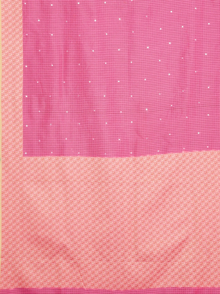 Neerus Pink silk woven saree - detail view 1