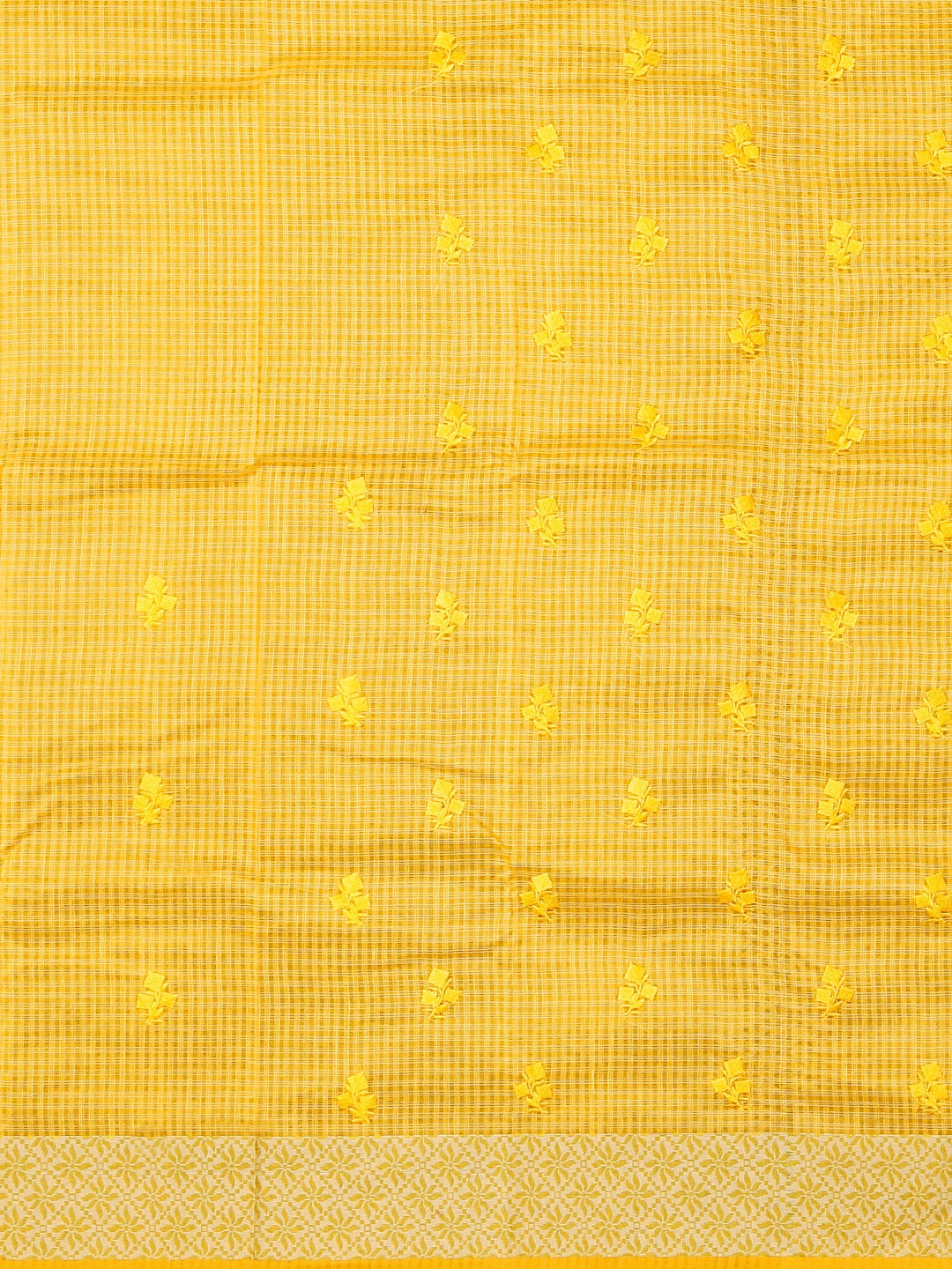 Neerus Yellow cotton woven saree - side view