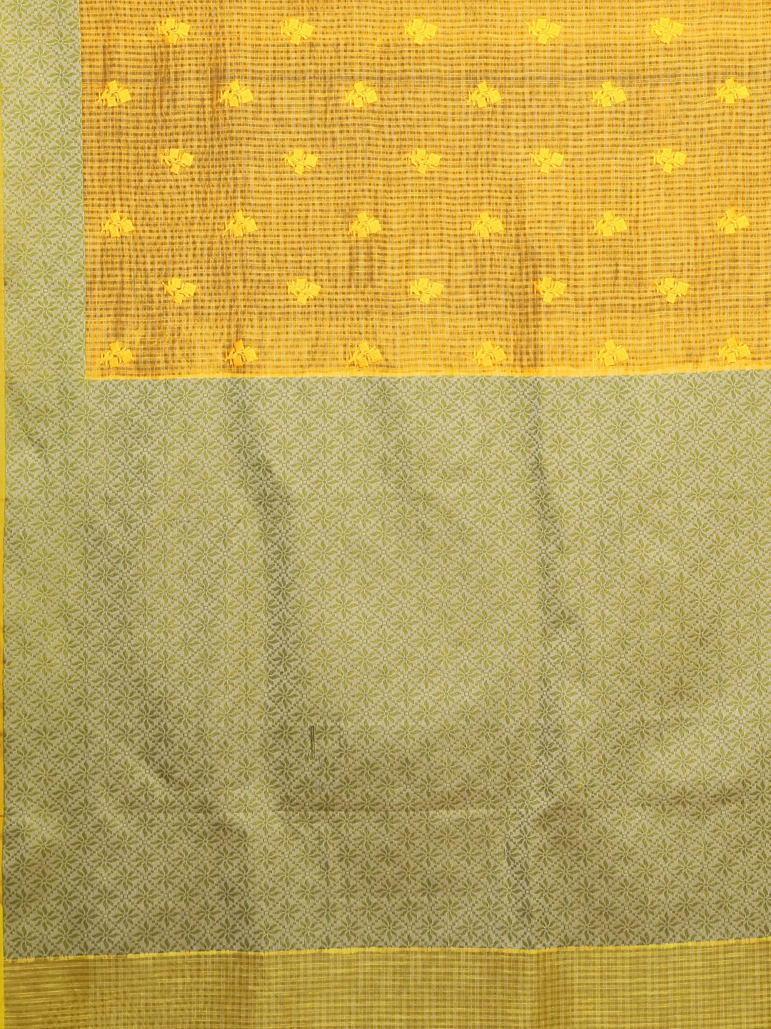 Neerus Yellow cotton woven saree - detail view 1