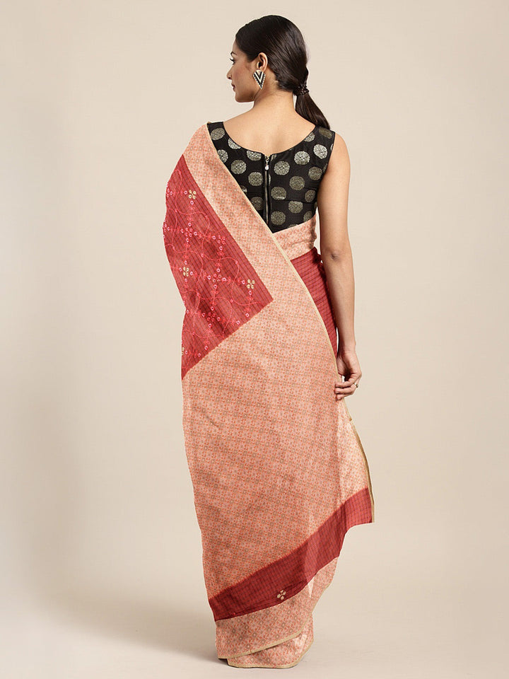 Neerus Pink organza woven saree - back view