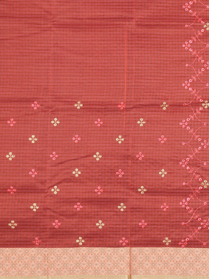 Neerus Pink organza woven saree - side view
