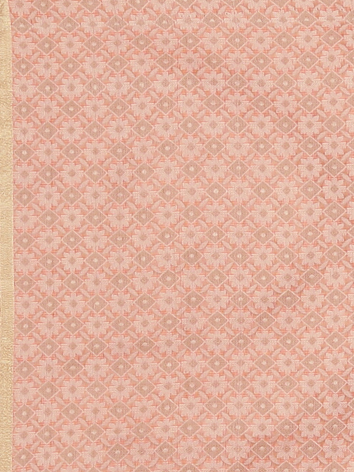 Neerus Pink organza woven saree - detail view 3
