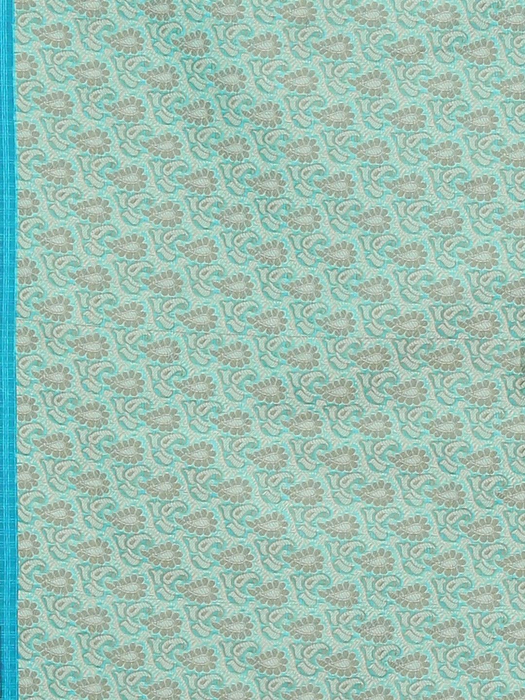 Neerus Blue silk embroidered saree with blouse piece - detail view 3