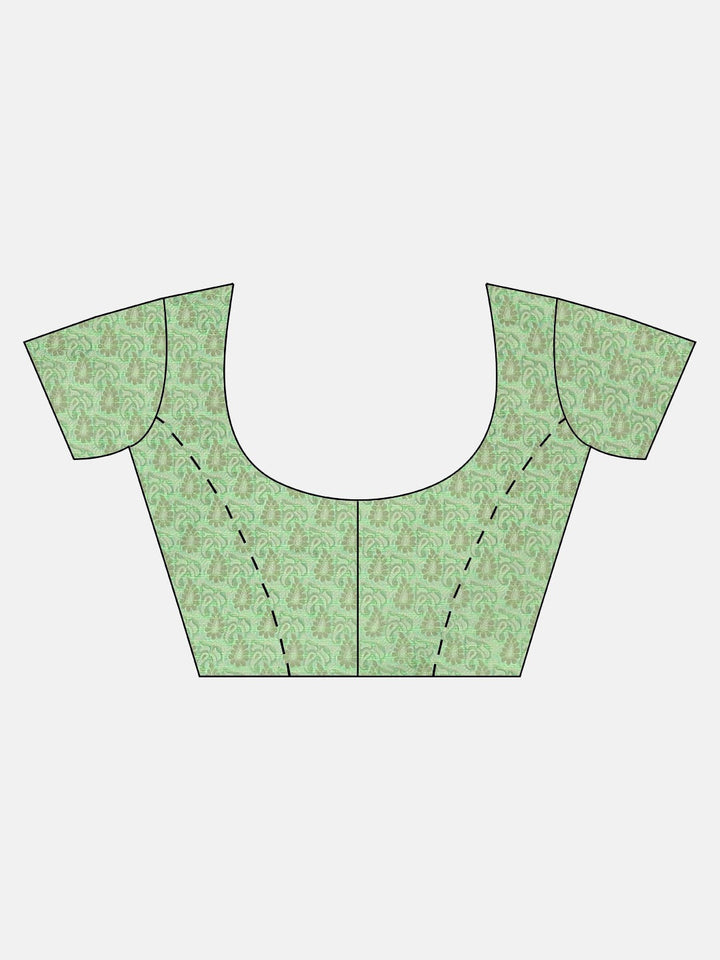 Neerus Green silk cotton woven saree - detail view 2