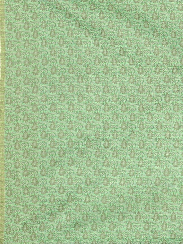 Neerus Green silk cotton woven saree - detail view 3