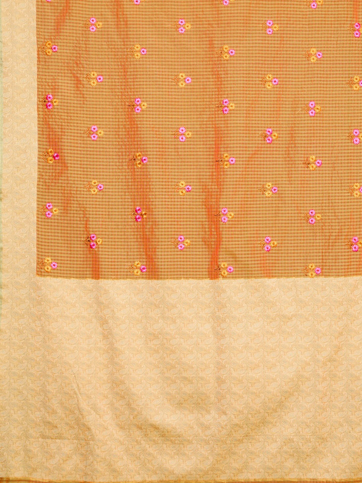 Neerus Yellow georgette embroidered saree - detail view 1