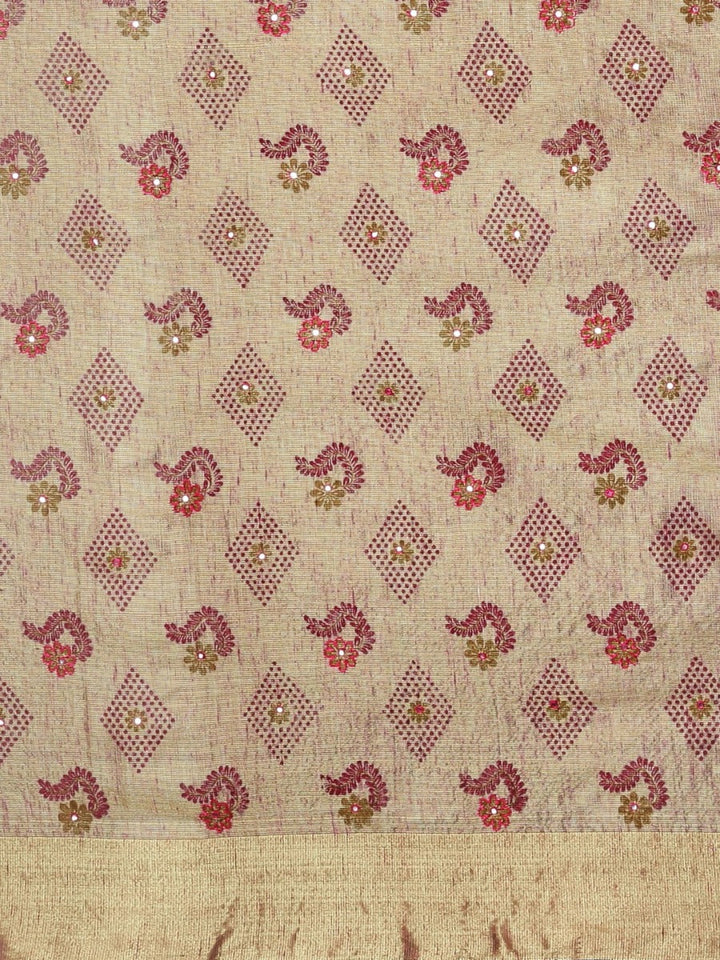 Neerus Beige polyester woven saree - side view