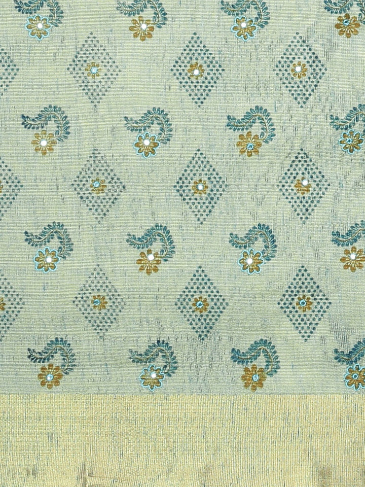 Neerus Blue tissue saree - side view