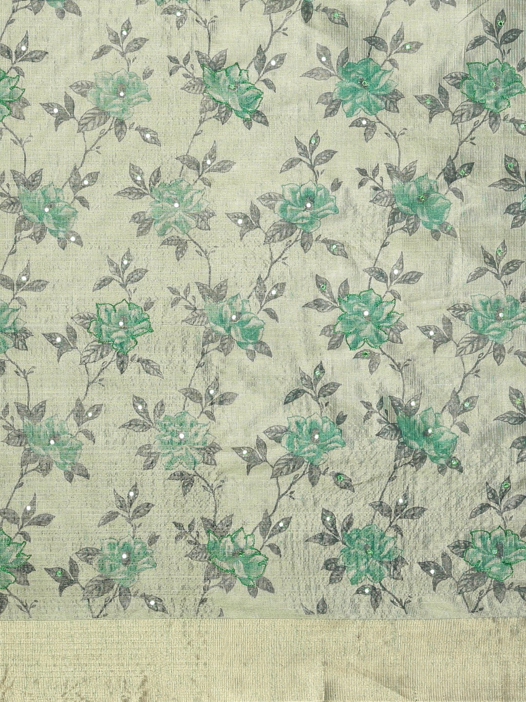 Neerus Green polyester woven saree - side view