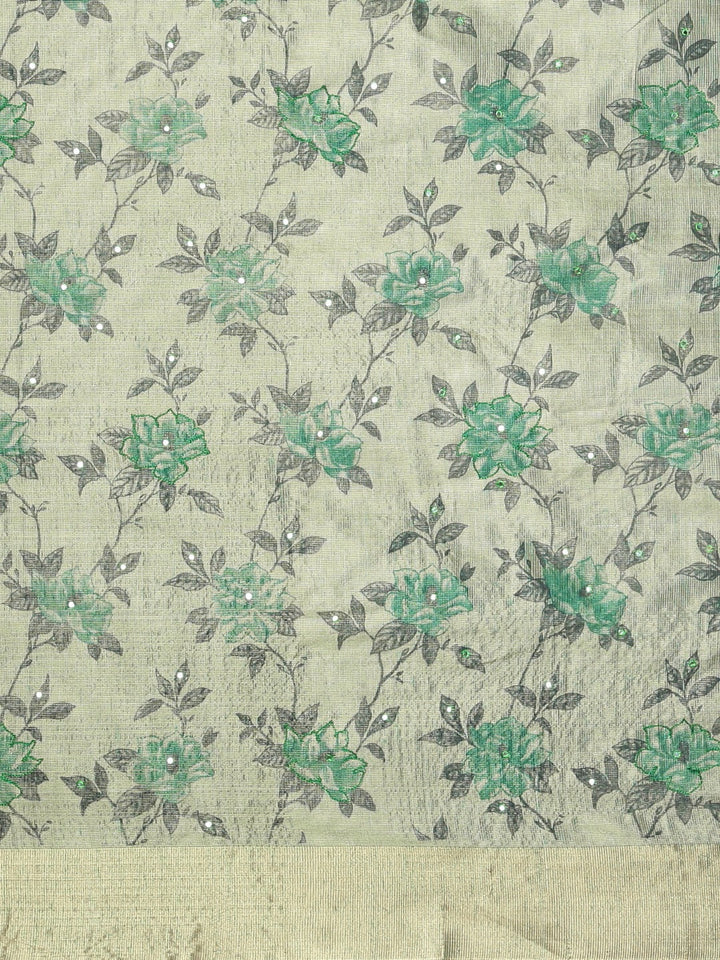 Neerus Green polyester woven saree - side view