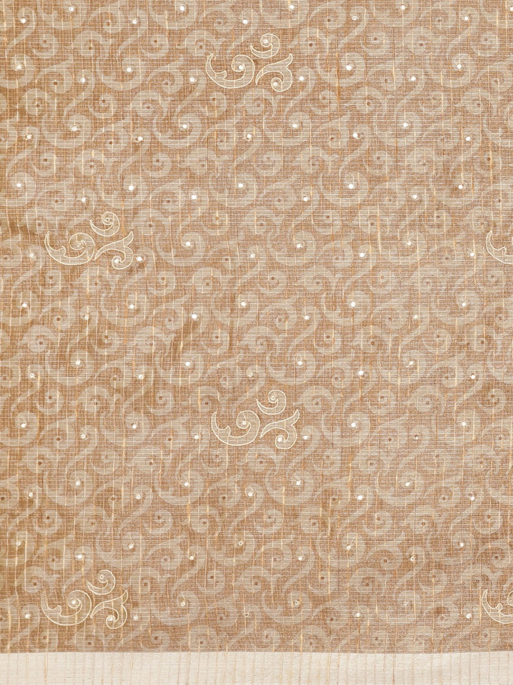 Neerus Beige tissue woven saree - side view