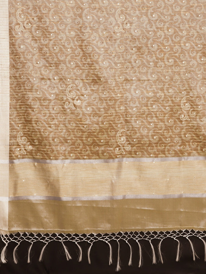 Neerus Beige tissue woven saree - detail view 1