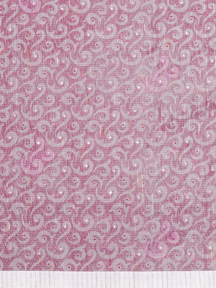 Neerus Pink tissue woven saree - side view