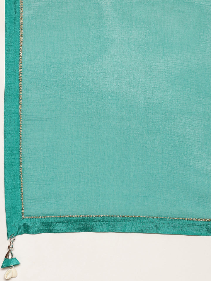 Neerus Green crepe printed lehenga set - detail view 4
