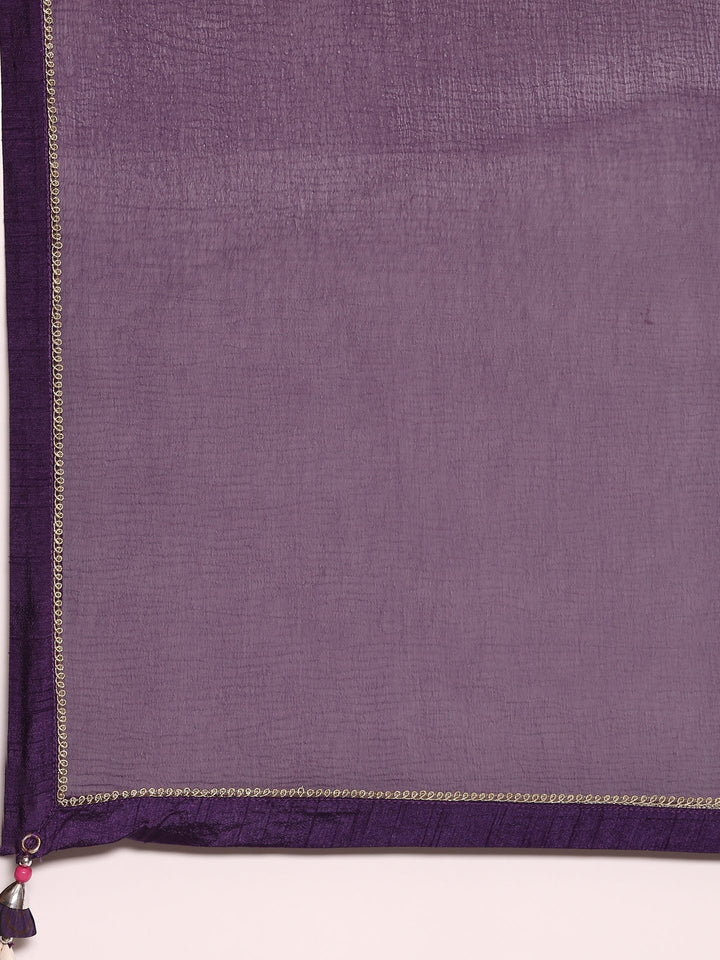Neerus Purple crepe hand embroidered lehenga set - detail view 5