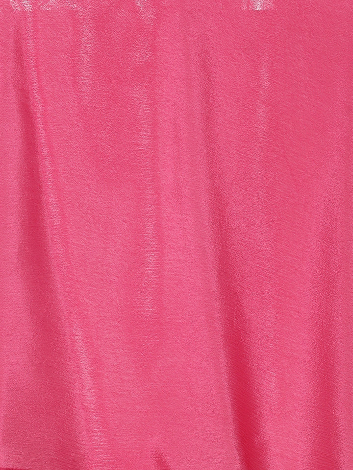 Neerus Pink chinon embroidered flared suit set - detail view 5