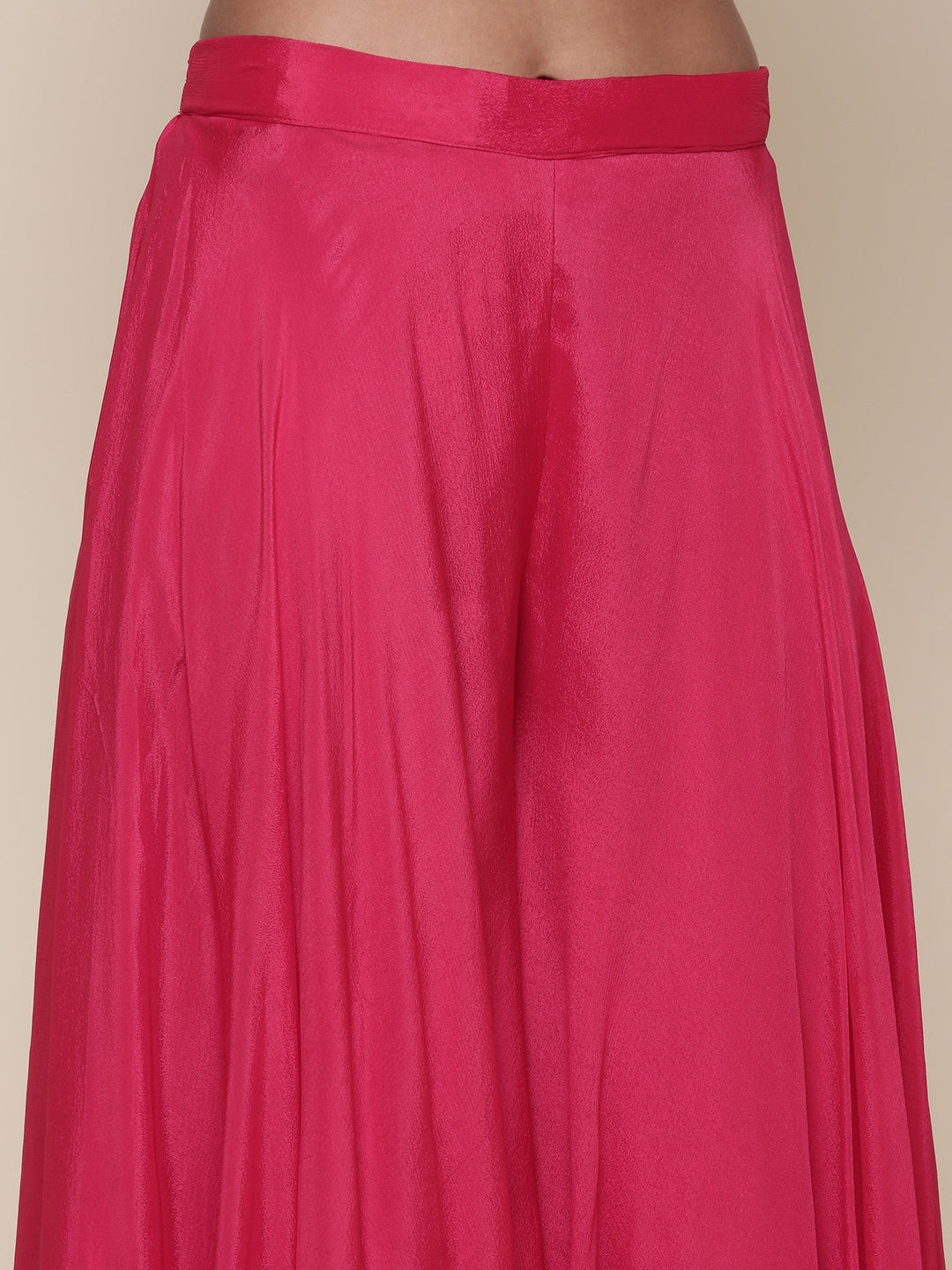 Neerus Pink chinon embroidered flared suit set - detail view 4