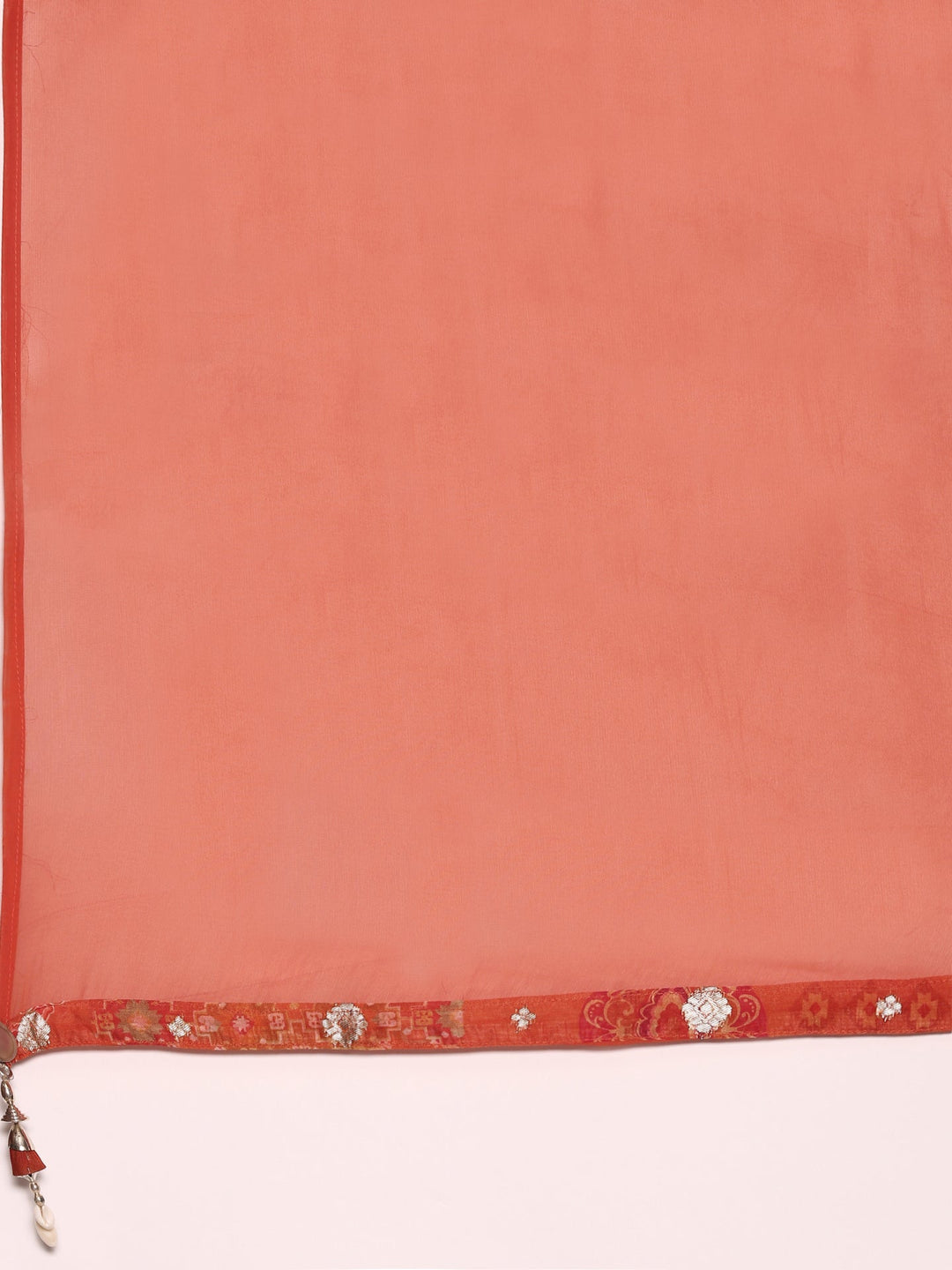 Neerus Orange organza digital printed suit set - detail view 5