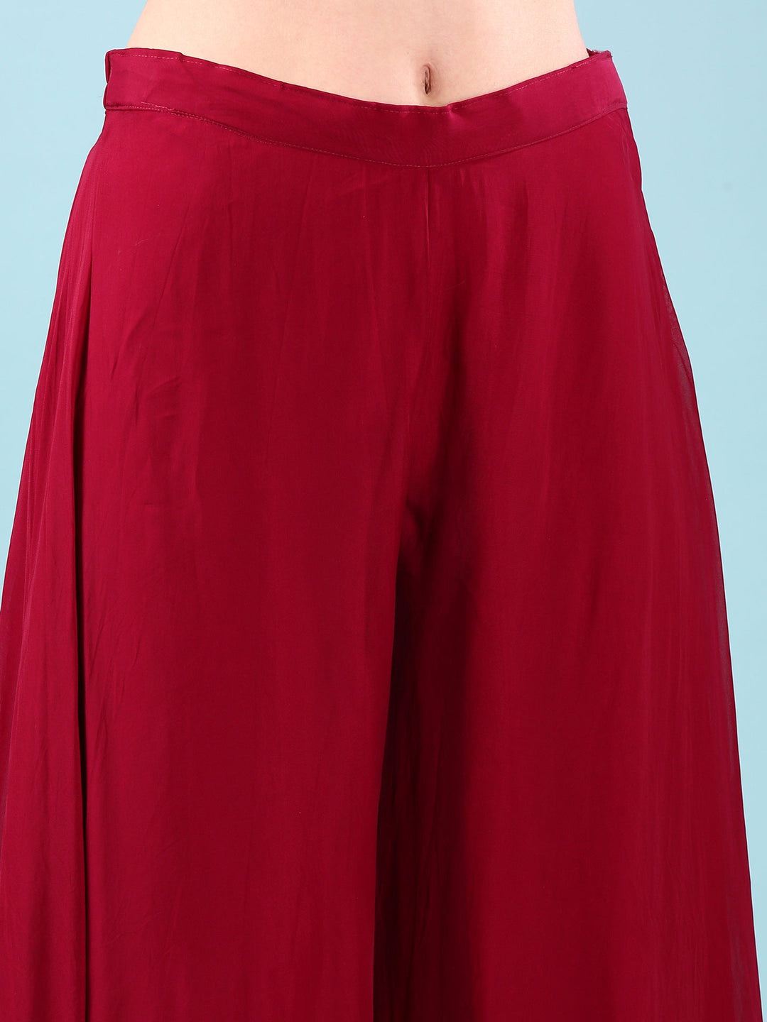 Neerus Maroon Organza Digital Printed Suit Set - detail view 3
