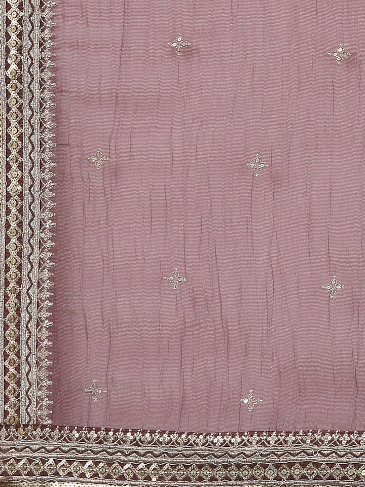 Neerus Maroon tissue Anarkali suit set - detail view 4